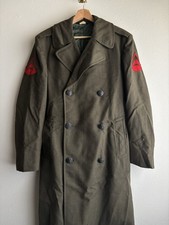 Vintage 1975 USMC Wool Serge Overcoat Military Trench Coat Lance Corporal 36R picture