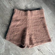 Women's Skims Cozy Knit Fuzzy Pink/brown Lounge Bike Shorts Sz S/M picture