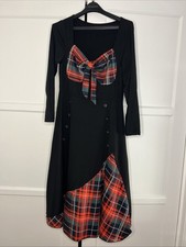 Occident Women's Long Sleeve Multi Color Patchwork Double-breasted Swing Dress picture