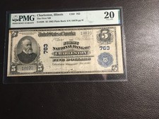 5.00 1902 National Charleston Illinois Pmg 20  VF Previously Mounted picture