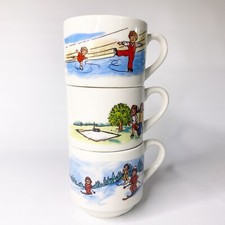 Campbell Soup Kids Mug Cup 1980’s Skiing Ice Skating Picnic Summer Winter Spring picture