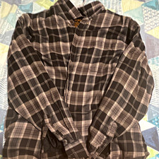 Comfort Outfitter Men's L Flannel Plaid Button-Down Shirt Long Sleeve Black picture