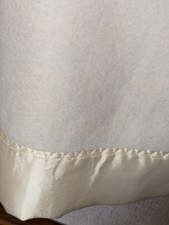 Vintage Sears Soft Cream Blanket w/ Satin Trim  Acrylic Full Double Size 86 X 84 picture