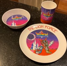 Vtg. 1984 Voltron The Lion Force Melamine 3 Piece Set Defender of the Universe picture