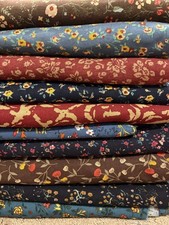 Vintage Garden Cotton Linen Blend Fabric Bundle 10 Prints 0.5 Yard Each 46-60