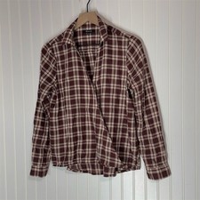 Madewell Women’s Plaid Shirt S Burgundy Cream Check Cotton Button Down Grunge picture