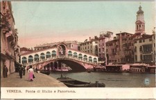 Venezia Rialto Bridge & Panorama Postcard c.1900s Italy Venetian Canal NPG picture