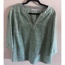 Boden Sage Green Dotted Swirl Tunic Boho Cottagecore Split V-Neck 8 picture
