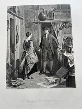 1867 large engraving - the antiquary and lovel entering the sanctum picture