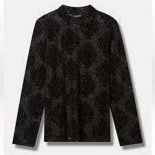 Torrid Nightfall Mesh Long Sleeve Tee Skull Spiderweb Damask Sheer vamp gothic picture