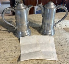Antique c.1850’s Reed & Barton Pewter Communion Flagons Set Of 2  *W/Provenance* picture