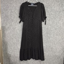 Maeve Anthropologie Eudora  Dress Womens Size 4 Black Midi Vintage Dot Gothic picture
