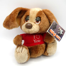 Vintage 1979 Russ Berrie Luv Pets Puppy Dog 8” Brown Love You Shirt Original Tag picture
