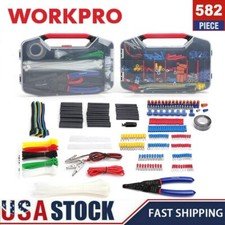 WORKPRO 582piece Crimp Terminals Heat Shrink Tube Wire Connector Cutter Stripper picture