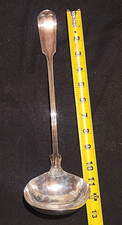 Antique 1850s W.B. Durgin H.B. Rogers Coin Silver Soup Ladle Fiddle Thread 12