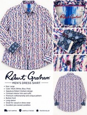 Robert Graham Men's L Classic Fit Cotton Abstract Dress Shirt, Contrast Trim picture