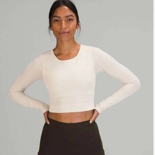 Lululemon Ebb to Street Long Sleeve Women Size 4 Beige Quiet Luxury Athleisure picture