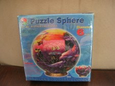 NEW 3D Whales Dolphins Spherical Jigsaw Puzzle 240 pcs diameter 6 inches sphere picture