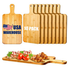 Pack of 10 Sustainable Bamboo Cutting Board with Handle Charcuterie Tray, Gift picture