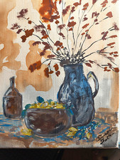 Elizabeth Shelton Signed Original Still Life Floral Canvas Painting,Watercolor picture