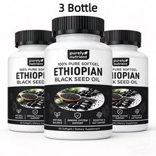 3 PACK Ethiopian Black Seed Oil Softgels 4.64% Thymoquinone Gluten-Free picture