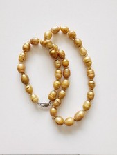 Vintage Dyed Freshwater Pearl Necklace Gold Tone Baroque Beads 20