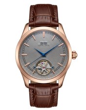 Brand New Bibi Watch Rose Gold Case Grey Dial Brown Leather Strap Automatic picture