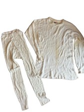 Vintage 1960s Healthknit Long Johns Set Waffle Knit Top Large Bottoms 32  picture