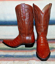 Womens Rujo The Cindy Brown Caiman / Leather Cowboy Boots 7 M New w/o Box picture