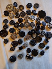 59 Antique Victorian Black Glass Mourning Buttons As Is. picture