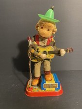 Vintage Rare ALPS Monkey Playing Guitar With Microphone Tin Litho Toy Clean picture