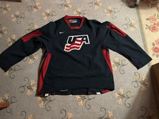 Vintage Nike Team USA Hockey Jersey XL USA IIHF Navy Red Y2K Olympic Sewn picture