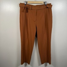J. Crew Factory Straight-Leg Trouser Pant Size 16 Vintage Brandy Belted Pleated picture