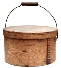 19th C Antique Pantry Box with Lid & Bail Wire Handle - 11