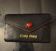 Miu Miu Black/Red Folding Wallet w/ Heart & Logo Accents, Key Holder picture