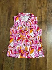 Vintage NWT Caren Sport Retro 60s/70s Style Pink Multicolor Sleeveless Blouse picture