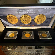 Republic of Liberia Indian Chief Gold Set 12 Dollars .999 KM#186 w/ COA 1907-33 picture
