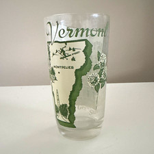 Vermont Souvenir Drinking Glass Map/Outline Champlain Music Notes picture