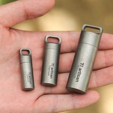 Titanium Alloy Waterproof Container Pill Box Travel Survival EDC Tool Keychain picture