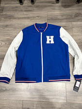 Tommy Hilfiger Men's Blue/White Varsity Jacket XXL Full Zip Water Resistant picture