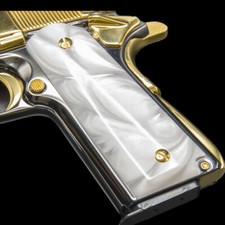 1911 Full Size Polished Mother Of Pearl Grips NEW - Bonus 4 Gold Screws picture
