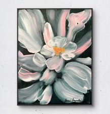 JANICEART Original Pastel Flower 11x14 Abstract Expressionist Acrylic Canvas picture
