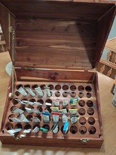 Vtg Wood 1978 Artist Paint/Craft Storage Box-Portable Organizer Holds 60 Tubes picture