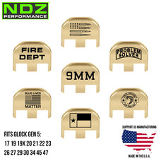 NDZ Brass Rear Plate Black Engravings Fits Glock 17 19 20 22 26 45 Gen 5 picture