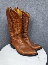 VTG Tony Lama Brown Leather Cowboy Western Boots USA Mens 9.5 Pointed Toe picture