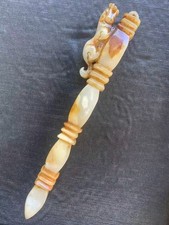 9.5“ Unique Rare Chinese Old HeTian Jade Hand Carved *Ritual Implement* W/Beast picture