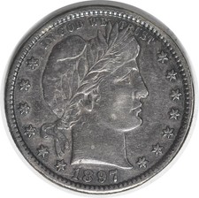 1897-S Barber Silver Quarter Centered Mint Mark Choice EF Uncertified #1037 picture