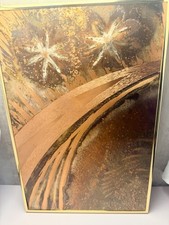 Orig. ‘79 Dale Clark Metal Art Abstract Starburst Brutalist Etching Signed OOAK picture