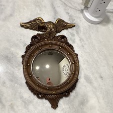 Syroco Vintage Wood Federal Eagle Bullseye Convex Mirror picture