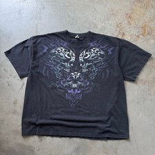 Vintage Y2K Skull Tribal Cybergoth Grunge Alt Punk Retro T-shirt Size 2XL picture